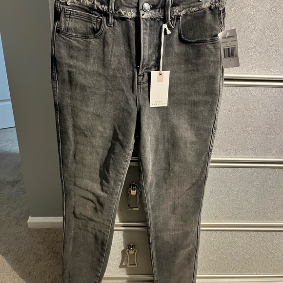 New with tags good American good curve skinny curve crop grey jeans size 0 - Picture 5 of 8